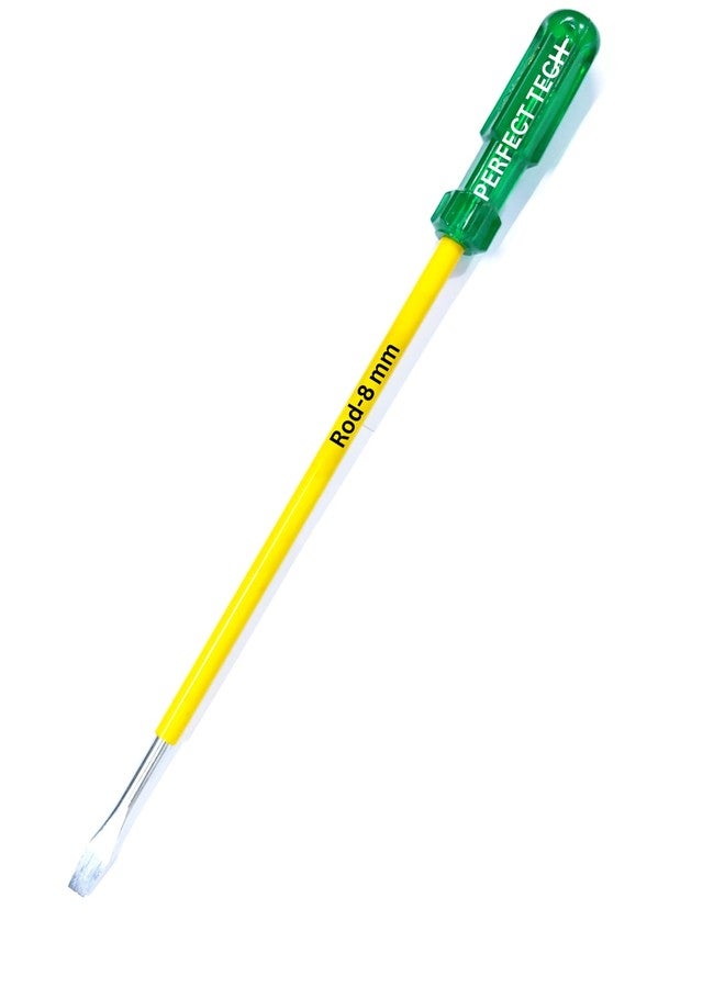 PERFECT TECH 12 Inch Rod (300x8mm) Screwdriver | Steel 2 in 1 Screw Driver | Electrical Works | Hand Tools | Screwdriver Set Tools Kit | Green & Yellow (812) - Image 1