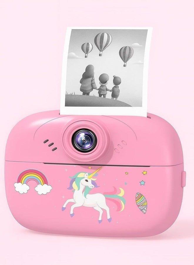 Case Creation Kids Instant Print Camera Video with Games, Thermal Printer, 2 Print Rolls, USB Charging, 48MP Children Digital Camera, Gift for Boys & Girls Age 3-16 (Pink Kids Instant Print Camera) - Image 2