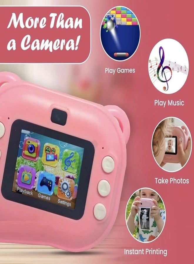 Case Creation Kids Instant Print Camera Video with Games, Thermal Printer, 2 Print Rolls, USB Charging, 48MP Children Digital Camera, Gift for Boys & Girls Age 3-16 (Pink Kids Instant Print Camera) - Image 4