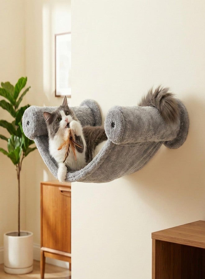 FURRLOVERS Wall-Mounted Cat Hammock, Grey Plush Fabric, Strong & Secure, Ultra-Soft (16X11) FURR-154 (Grey) - Image 1