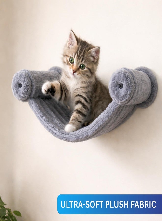 FURRLOVERS Wall-Mounted Cat Hammock, Grey Plush Fabric, Strong & Secure, Ultra-Soft (16X11) FURR-154 (Grey) - Image 3