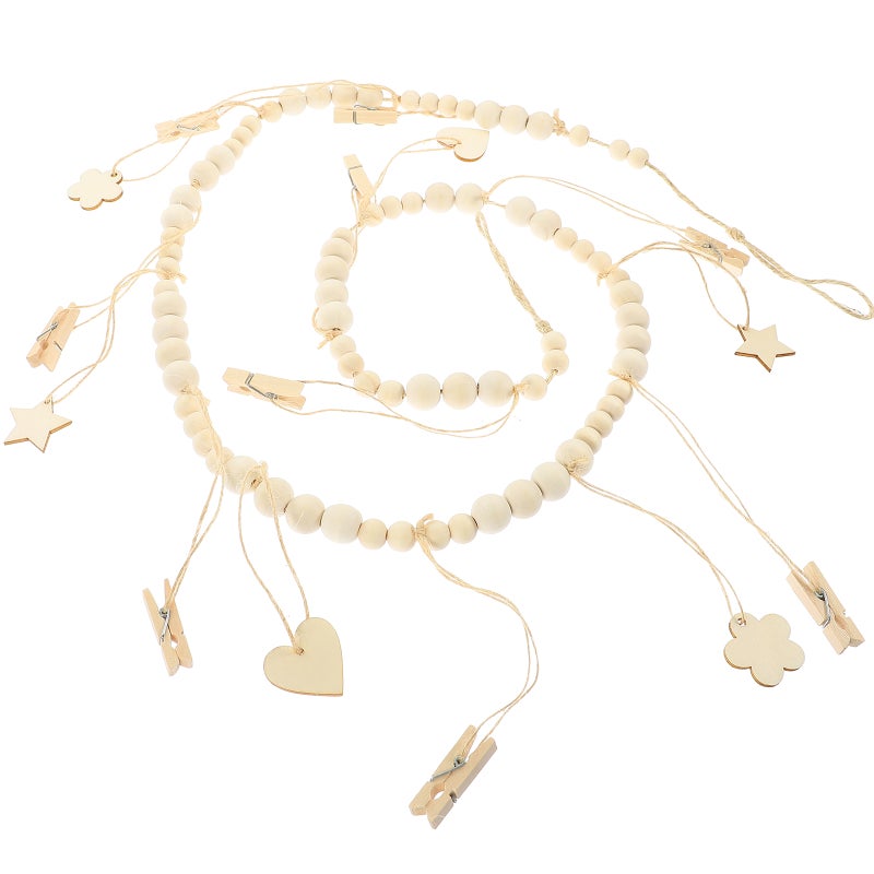 1 Set Wall Hanging Photo Display with Beads Garland Photo Display Garland with Clip - Image 5