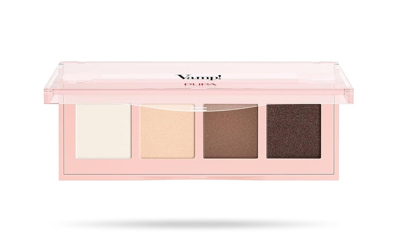 Pupa Milano Vamp! 4 Eyeshadow Palette, 001 Natural Matt, 0.183 oz - Eye Makeup - Matt, Satin, Metallic Finishes - Lightweight - Blends Easily - Talc-Free