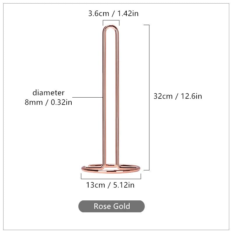 Kiwilon Paper Towel Holder Rose Gold Metallic Kitchen Countertop Tissue Organizer Tissue Paper Dispenser Stand for Bathroom Washbasin Bars Dining Tables for Standard Jumbo Rolls - Image 4