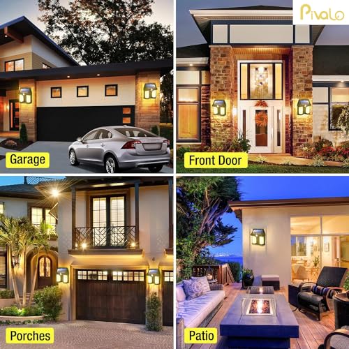 Pivalo Solar Wall Lights with Motion Sensor Auto Chargeable Waterproof Exterior LED Sconce Front Porch Security Outdoor & Indoor Lamps for Patio Garden (Pack of 1, Warm Yellow) - Image 5