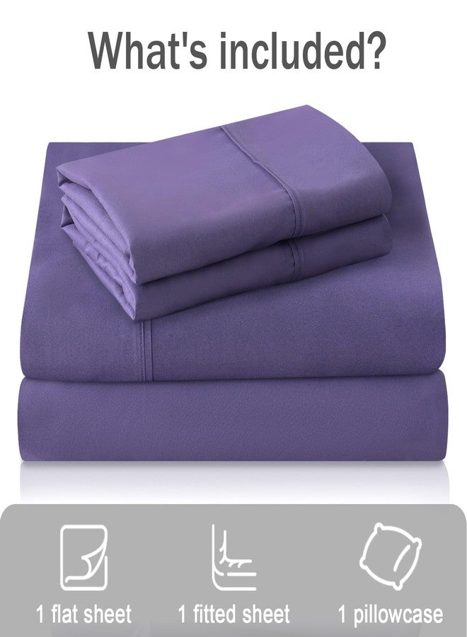 MICORAL طقم ملاءات سرير مزدوج من MICORAL، طقم ملاءات ناعم يسمح بمرور الهواء، طقم ملاءات بتصميم جيب عميق 16 بوصة (3 قطع، مزدوج، بنفسجي كلاسيكي) - Image 4