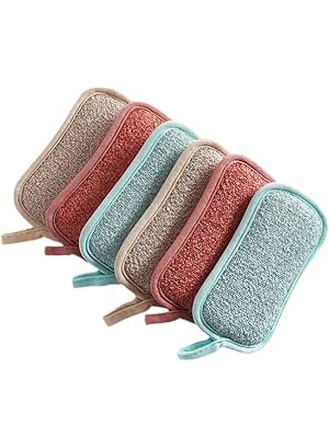 6pcs Thickened Linen Dish Sponges Kitchen Scrub Sponges Compact Cleaning Accessories Random Color - Image 1
