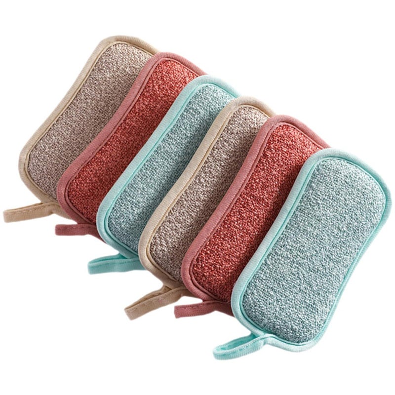 6pcs Thickened Linen Dish Sponges Kitchen Scrub Sponges Compact Cleaning Accessories Random Color - Image 2
