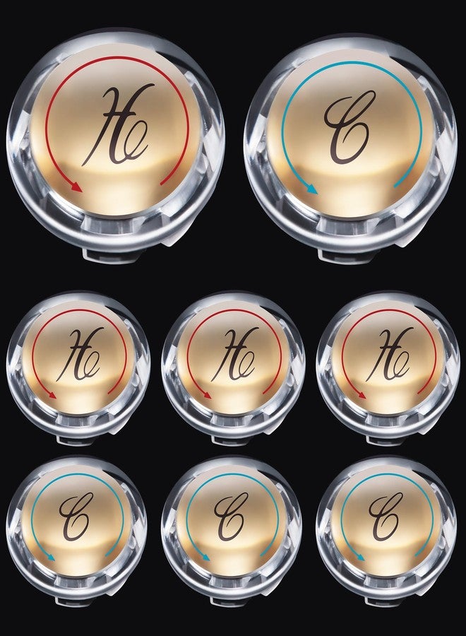 Dreyoo 8 Pcs Universal Index Buttons, Hot and Cold Faucet Index Buttons, Bathroom Faucet Knobs Replacement, Compatible with Delta/LDR/Delex/Peerless Two Clear Handles, 1-5/16 In. Diameter - Image 1