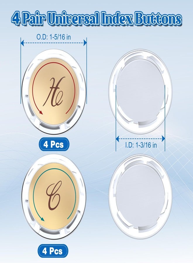 Dreyoo 8 Pcs Universal Index Buttons, Hot and Cold Faucet Index Buttons, Bathroom Faucet Knobs Replacement, Compatible with Delta/LDR/Delex/Peerless Two Clear Handles, 1-5/16 In. Diameter - Image 2