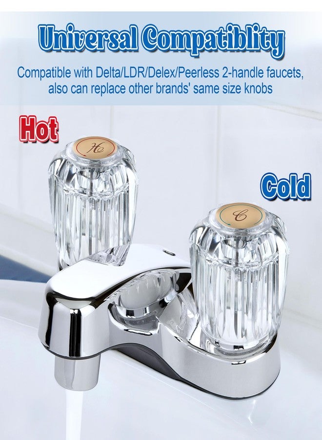 Dreyoo 8 Pcs Universal Index Buttons, Hot and Cold Faucet Index Buttons, Bathroom Faucet Knobs Replacement, Compatible with Delta/LDR/Delex/Peerless Two Clear Handles, 1-5/16 In. Diameter - Image 3