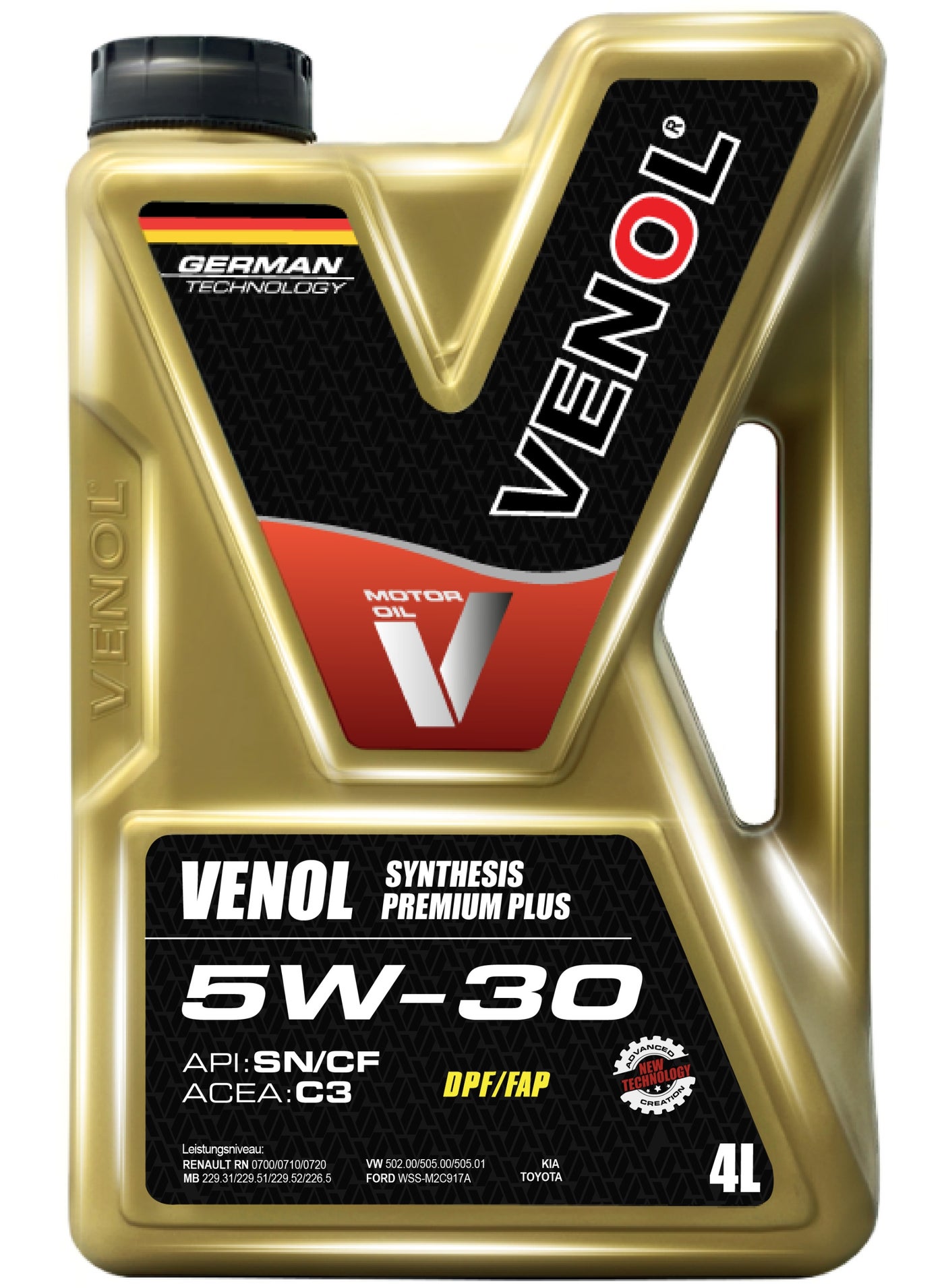 SYNTHESIS PREMIUM PLUS 5W-30 Fully Synthetic Motor Oil – High-Performance Engine Lubricant for Gasoline & Diesel Vehicles – German Technology – API SN/CF, ACEA C4 – 4 Liters