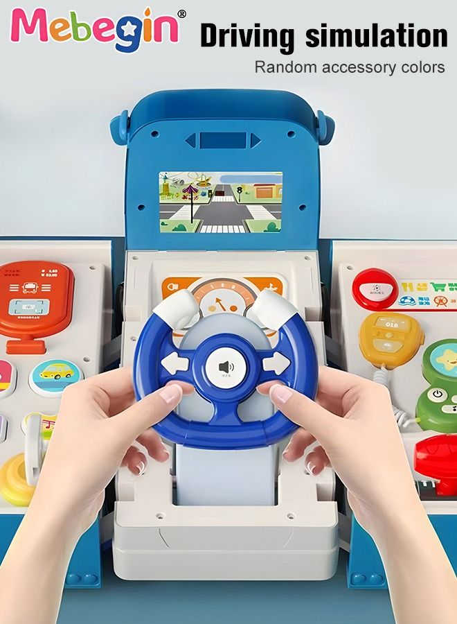 MEBEGIN Changeable Bus with Sound and Light, Simulation Driving Bus Toys, Bus Shape Simulation Steering Wheel Gear Toy with Detachable Pager, Education Knowledge School Bus Toy, Play Vehicles for Kids Aged 18 Months＋, Multifunctional Toy, Fun Childhood Companion - Image 5