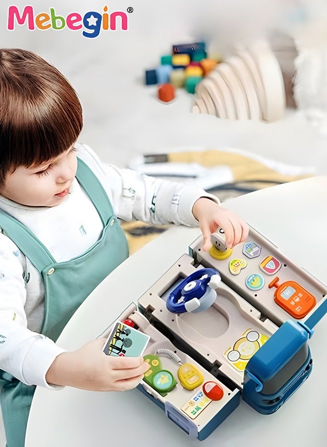 MEBEGIN Changeable Bus with Sound and Light, Simulation Driving Bus Toys, Bus Shape Simulation Steering Wheel Gear Toy with Detachable Pager, Education Knowledge School Bus Toy, Play Vehicles for Kids Aged 18 Months＋, Multifunctional Toy, Fun Childhood Companion - Image 2