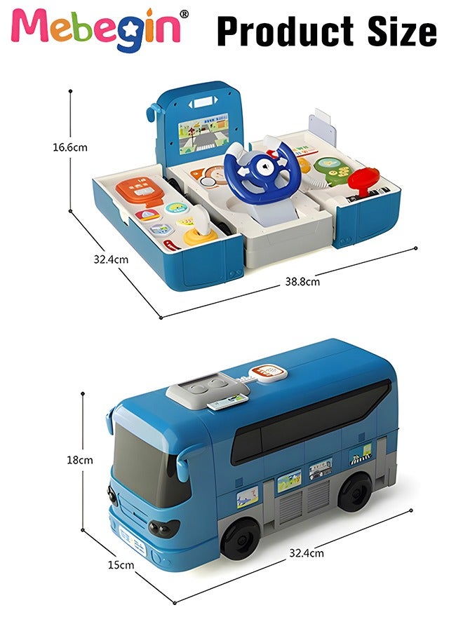 MEBEGIN Changeable Bus with Sound and Light, Simulation Driving Bus Toys, Bus Shape Simulation Steering Wheel Gear Toy with Detachable Pager, Education Knowledge School Bus Toy, Play Vehicles for Kids Aged 18 Months＋, Multifunctional Toy, Fun Childhood Companion - Image 4