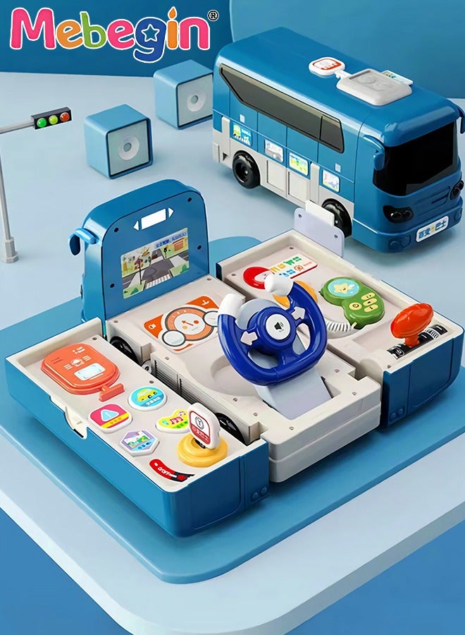 MEBEGIN Changeable Bus with Sound and Light, Simulation Driving Bus Toys, Bus Shape Simulation Steering Wheel Gear Toy with Detachable Pager, Education Knowledge School Bus Toy, Play Vehicles for Kids Aged 18 Months＋, Multifunctional Toy, Fun Childhood Companion - Image 3