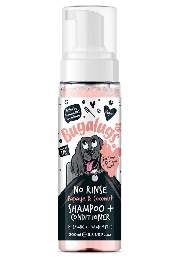 Bugalugs Papaya & Coconut No Rinse Dog Shampoo And Conditioner 200ml (6.8 Fl Oz) - Image 1