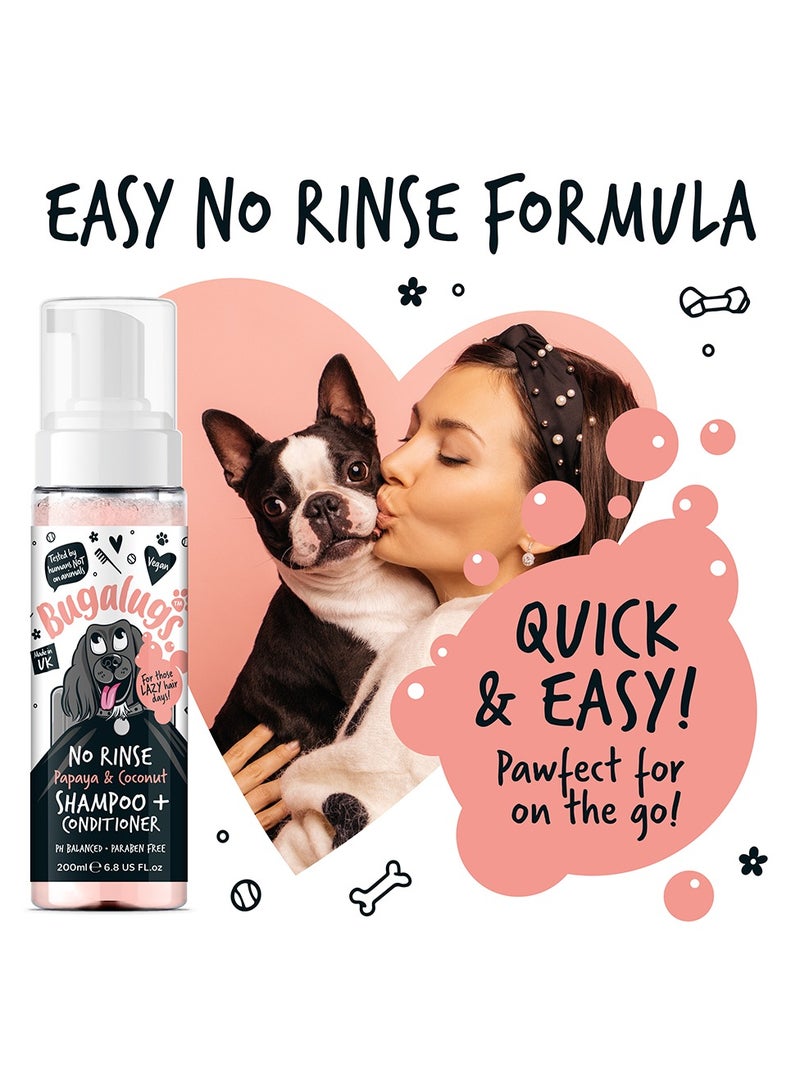 Bugalugs Papaya & Coconut No Rinse Dog Shampoo And Conditioner 200ml (6.8 Fl Oz) - Image 3