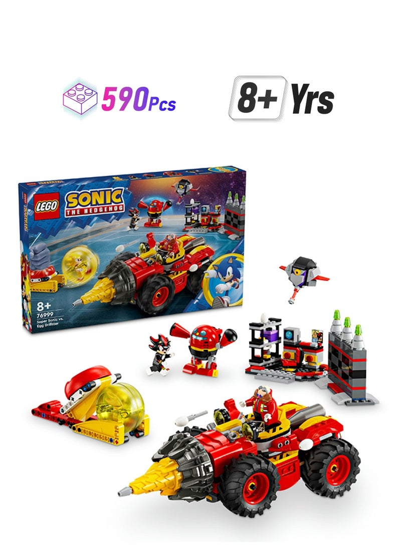 LEGO Sonic The Hedgehog Super Sonic Vs. Egg Drillster, Video Game Toy Gift For Kids, Adventure Set With Shadow And Dr. Eggman For Boys And Girls Aged 8 And Over 76999 (590 Pieces)  - Image 1