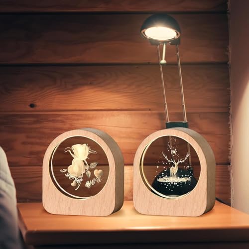 SHOPOGENIX Solar System Crystal Ball Night Light,Glass Ball Night LED Lamp with USB Powered 2.36 Inch Wooden Base Colorful Crystal Ball for Gifts Men,Women,Kids,Boys,Girls (Cube Moon Rabbit) - Image 5