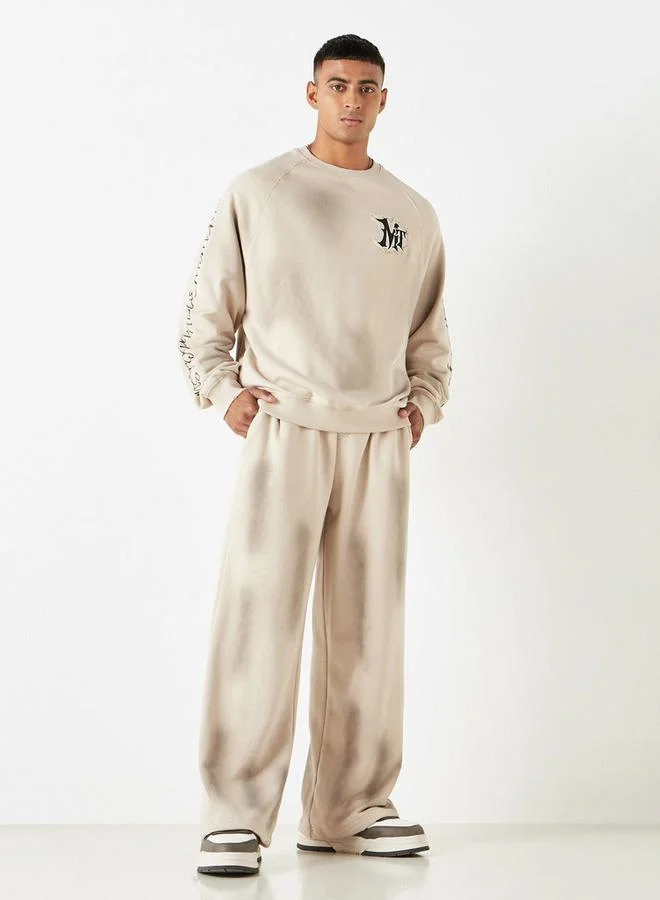 سبلاش فيڤ بلوزة رياضية بطبعة حروف وأكمام طويلة