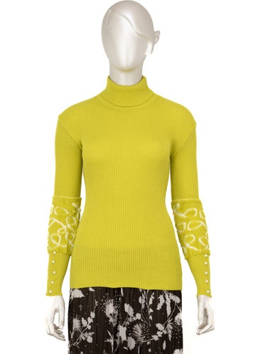 Oppland Women's Winter Stylish Beaded Full Turtleneck Long Sleeve Fitted Lycra Knitted Knitwear Bodysuit Sweater  - Image 1