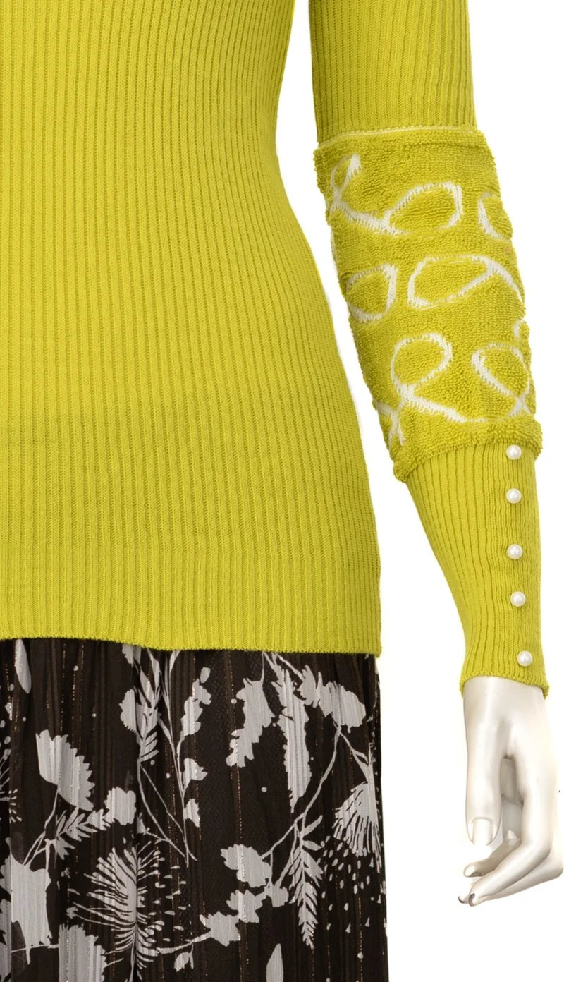 اوبلاند Women's Winter Stylish Beaded Full Turtleneck Long Sleeve Fitted Lycra Knitted Knitwear Bodysuit Sweater