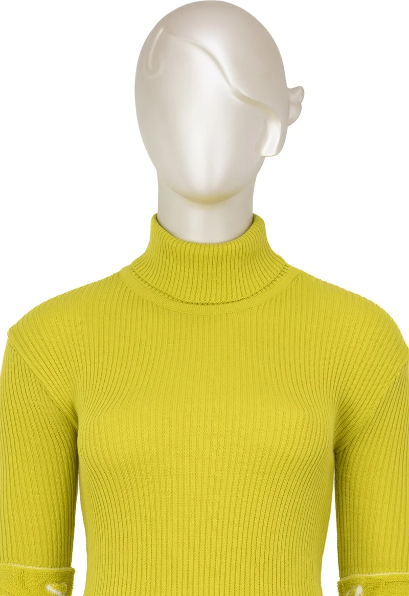اوبلاند Women's Winter Stylish Beaded Full Turtleneck Long Sleeve Fitted Lycra Knitted Knitwear Bodysuit Sweater