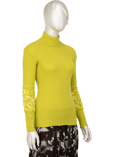 Oppland Women's Winter Stylish Beaded Full Turtleneck Long Sleeve Fitted Lycra Knitted Knitwear Bodysuit Sweater  - Image 2
