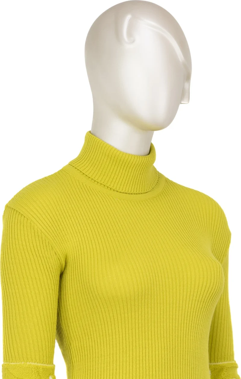 اوبلاند Women's Winter Stylish Beaded Full Turtleneck Long Sleeve Fitted Lycra Knitted Knitwear Bodysuit Sweater