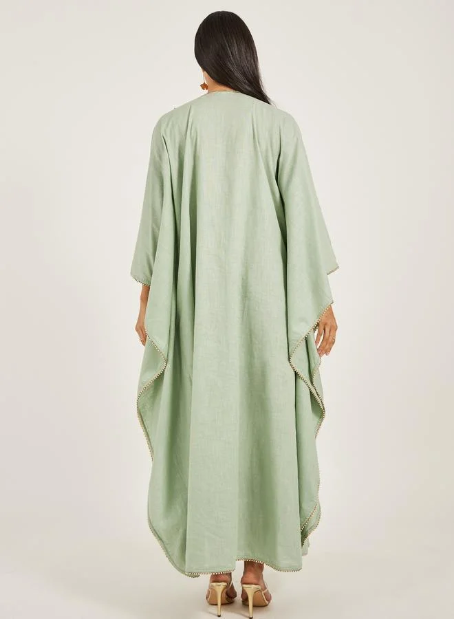Maxim Creation Maxim Creation Embroidered Kimono Sleeve Round Neck Jalabiya