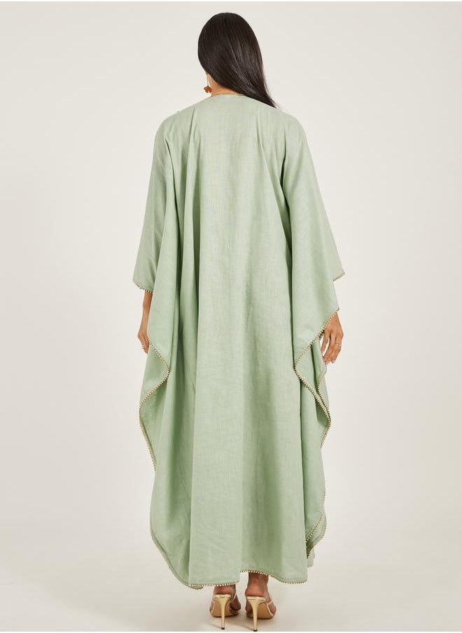 Maxim Creation Maxim Creation Embroidered Kimono Sleeve Round Neck Jalabiya  - Image 5
