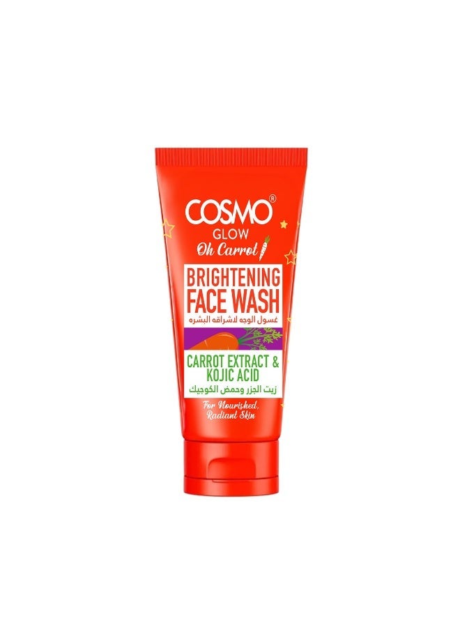Cosmo Glow Oh Carrot Brightening Face Wash 125ml - Carrot Extract, Kojic Acid, Help To Nourish & Revitalize Dull Skin - Image 1
