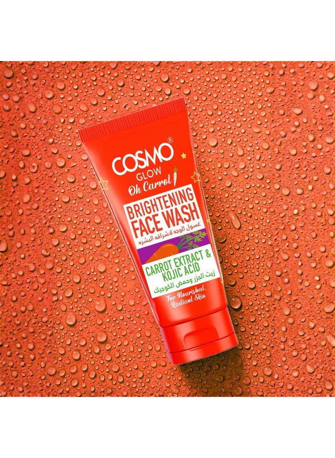 Cosmo Glow Oh Carrot Brightening Face Wash 125ml - Carrot Extract, Kojic Acid, Help To Nourish & Revitalize Dull Skin - Image 2