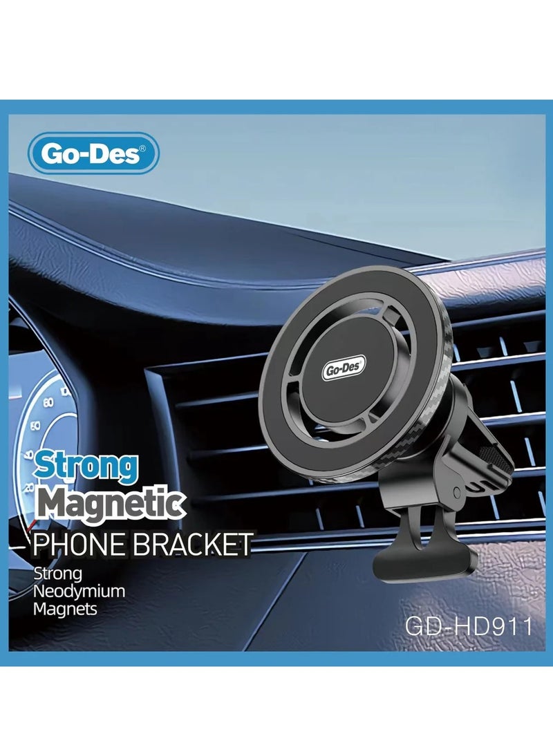 GO-DES Magnetic Car Phone Holder, Compatible with Magsafe Car Mount Mobile Holder for Car Air Vent Car Phone Mount Directly Use with iPhone 15/14/13/12 Series Compatible with Galaxy S23 S22 Z Flip 5 4 - Image 2