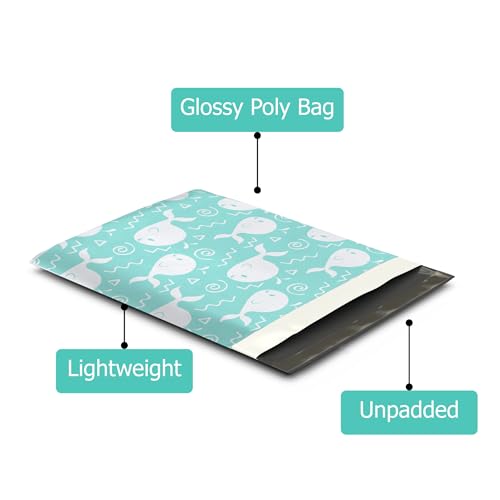 Pro Supply Global 12x15 (50) Blue Whales Designer Poly Mailers Waterproof Self Sealing Tear Resistant Polymailers Shipping Envelopes Premium Printed Bags For Small Businesses - Image 4