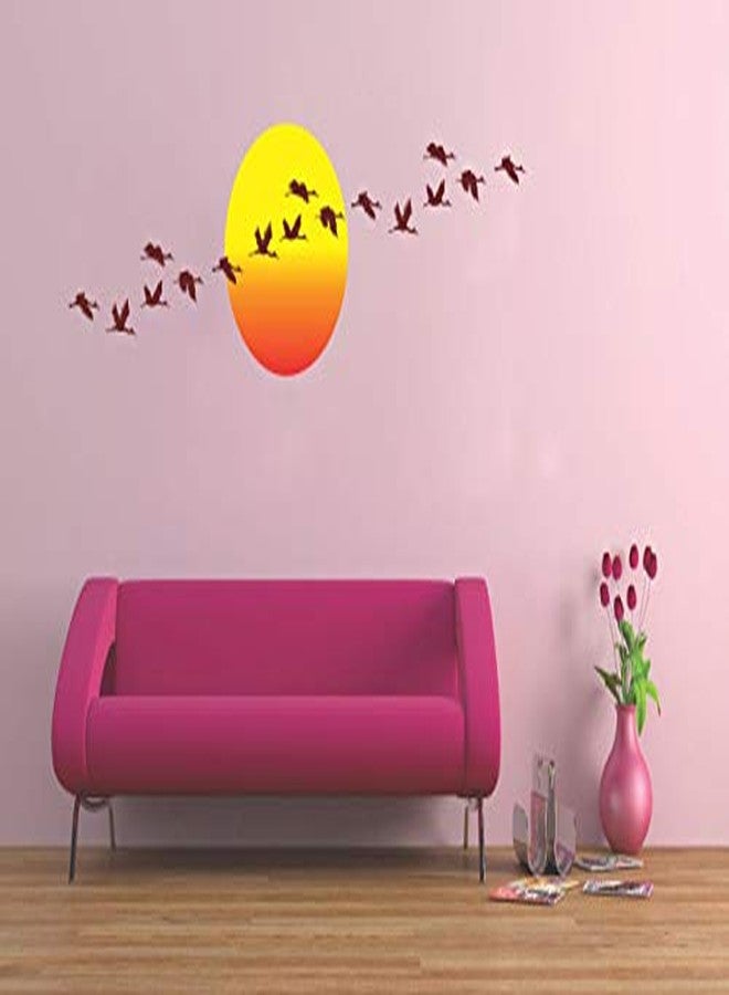 Merical PVC Vinyl Self-Adhesive Flying Birds with Sunrise Wall Sticker | Peel and Stick DIY Wall Art for Living Room, Bedroom, Kids Room, Home & Office Decoration - Image 1