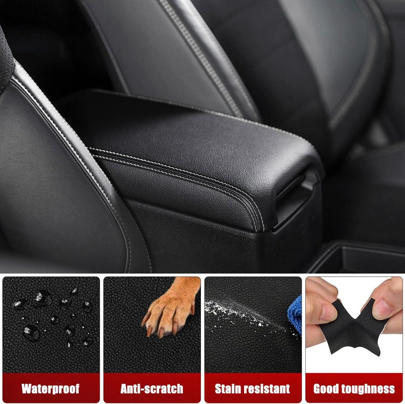 KBH بديل غطاء مسند ذراع وحدة التحكم المركزية Auto Center لتويوتا كامري 2012 2013 2014 2015 2016 2017، تقليم جلد فينيل، غطاء مسند ذراع السيارة البديل، خياطة أسود-رمادي (بدون غطاء) - Image 3
