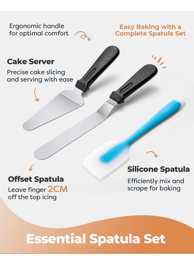 Kootek Aluminium Cake Turntable Set, Baking Tools with Revolving 12" Cake Stand for Decorating, 12.7" Offset Spatula, 3 Stainless Steel Frosting Icing Smoother, Cake Serve Cake Decorating Kit Supplies - Image 5