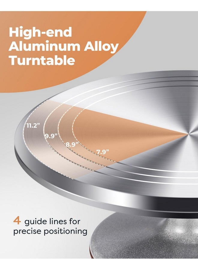 Kootek Aluminium Cake Turntable Set, Baking Tools with Revolving 12" Cake Stand for Decorating, 12.7" Offset Spatula, 3 Stainless Steel Frosting Icing Smoother, Cake Serve Cake Decorating Kit Supplies - Image 2