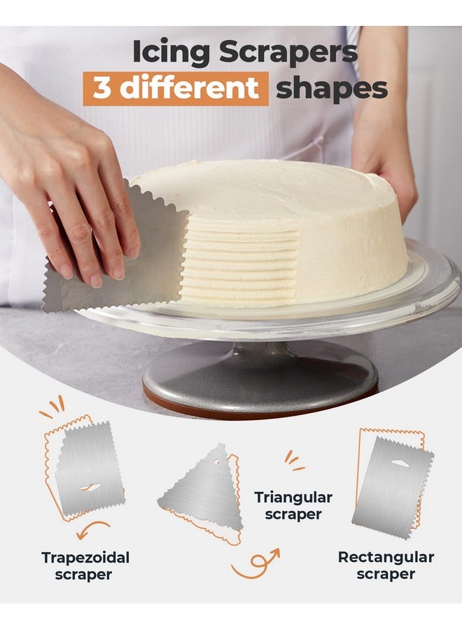 Kootek Aluminium Cake Turntable Set, Baking Tools with Revolving 12" Cake Stand for Decorating, 12.7" Offset Spatula, 3 Stainless Steel Frosting Icing Smoother, Cake Serve Cake Decorating Kit Supplies - Image 4