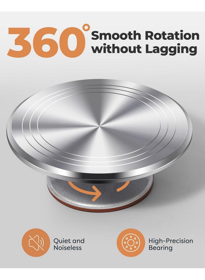 Kootek Aluminium Cake Turntable Set, Baking Tools with Revolving 12" Cake Stand for Decorating, 12.7" Offset Spatula, 3 Stainless Steel Frosting Icing Smoother, Cake Serve Cake Decorating Kit Supplies - Image 3