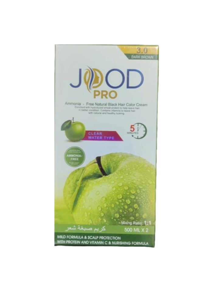 جود برو كريم صبغة شعر تفاح خالية من الأمونيا كريم 500 مل + مثبت 500 مل لون أسود طبيعي