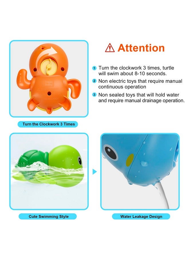 TOHIBEE Bath Toys, Cute Swimming Turtle Baby Bath Toys for Toddler 1-3, Water Pool Floating Wind Up Toys for 1 Year Old Boy Girl Gifts, Infant Toddlers Kids Bathtub Toys, 3 Pack - Image 4