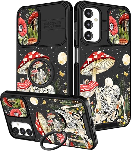 Funermei for Samsung Galaxy A16/A17 5G Phone Case - Women Girls Cute Phone Cover Girly Pretty Aesthetic Mushroom Skeleton Unique Design with Camera Cover Ring Stand Funda for Galaxy A16/A17 5G Case - Image 1
