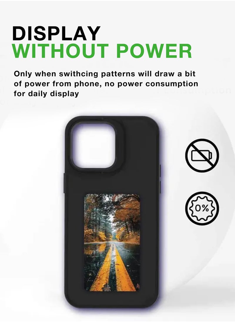 ZIPFORCE - NFC Smart E-ink Screen Customizable Display Phone Case for iPhone 16 Pro DIY Custom Carbon Fiber Mobile Case Designed - Black - Image 1