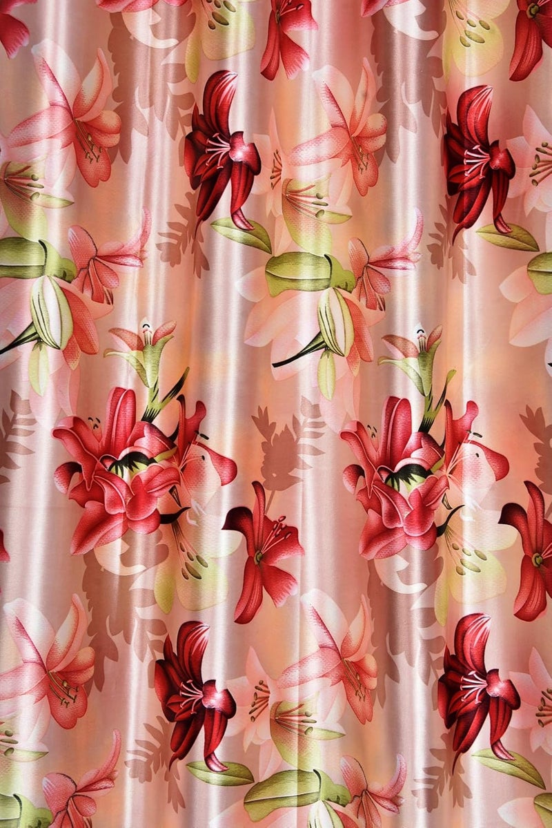 LaVichitra 2 Piece Premium Eyelet Long Door Curtains 9 ft Floral Maroon - Image 3