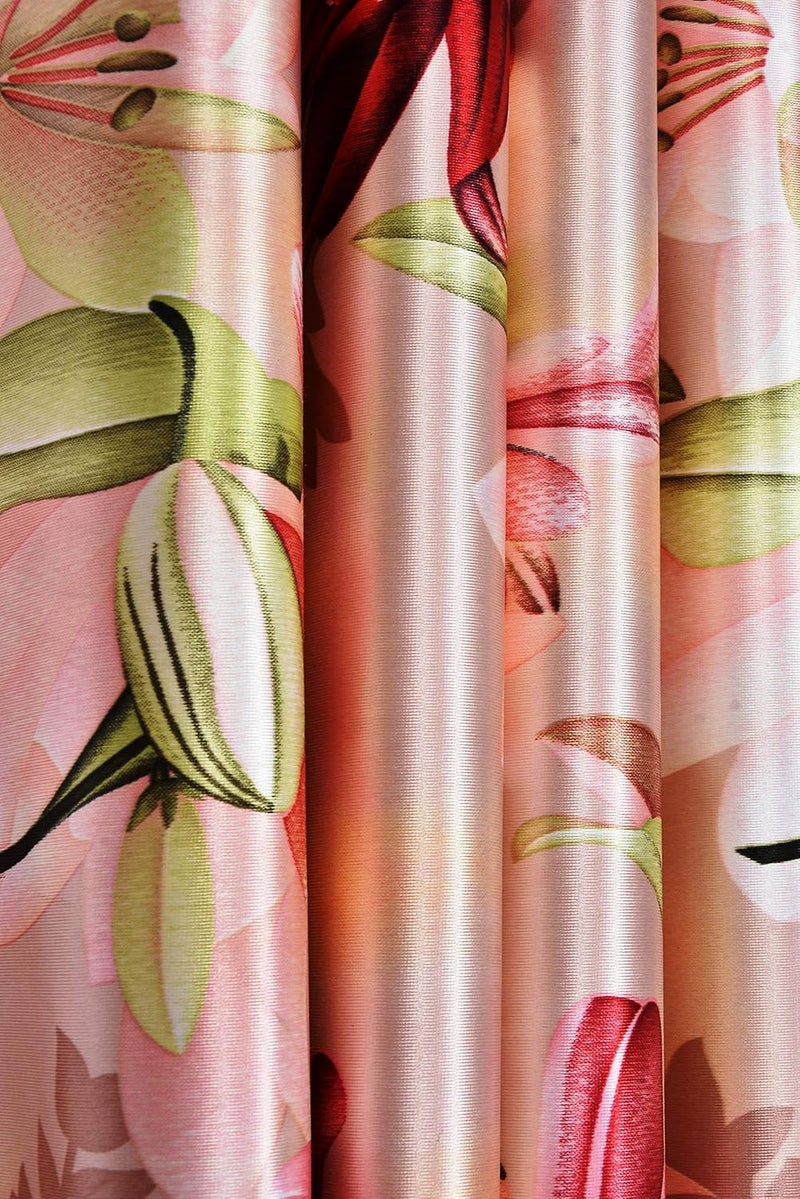 LaVichitra 2 Piece Premium Eyelet Long Door Curtains 9 ft Floral Maroon - Image 4
