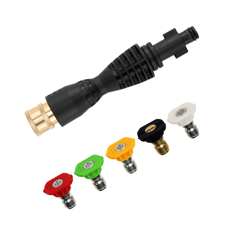 PWACCS Pressure Washer Gun Adapter Kit â€“ Power Washer Gun Fittings with 1/4" Quick Connect Socket â€“ 5 Spray Nozzles Include â€“ Compatible with Ryobi, Powerclean, Portland and Husky - Image 1