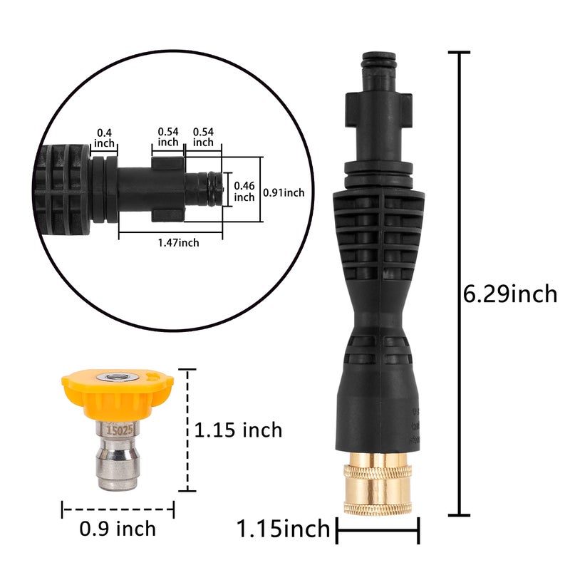 PWACCS Pressure Washer Gun Adapter Kit â€“ Power Washer Gun Fittings with 1/4" Quick Connect Socket â€“ 5 Spray Nozzles Include â€“ Compatible with Ryobi, Powerclean, Portland and Husky - Image 5